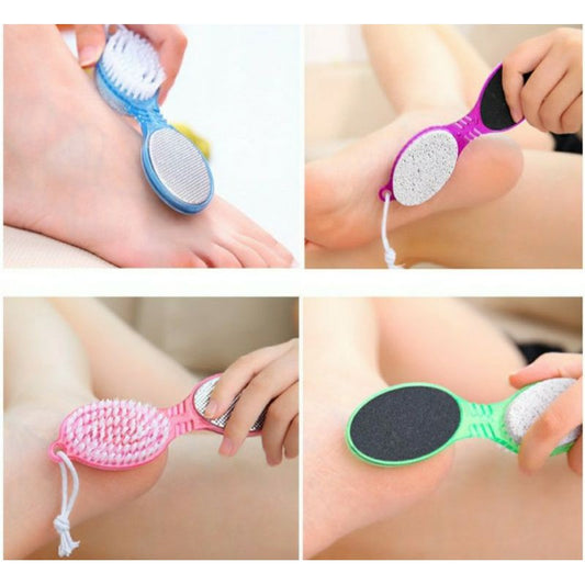 Sikat Penghalus Telapak Kaki 4in1 / Alat Komplit Perawat Tumit Pedicure Paddle Brush 4 Step / Calluses Remover Batu Gosok Sikat Amplas Pengangkat Kulit Mati / Cleanse Brush File Metal RASP Scrub Pumice Stone Buff Emery Pile