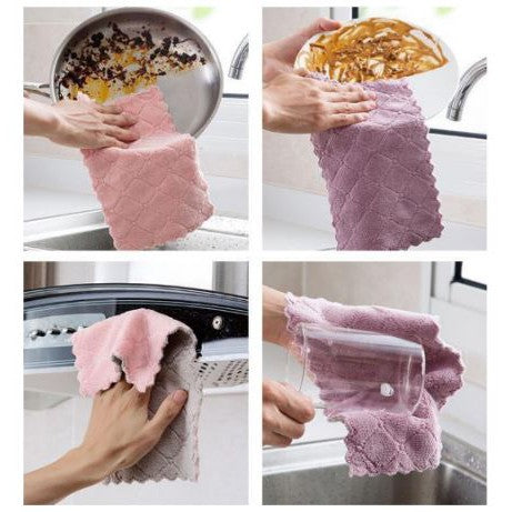 Kain Lap Dapur Meja Piring Anti Minyak Microfiber Kitchen Towel Serbaguna Serap Air Cleaning Cloth