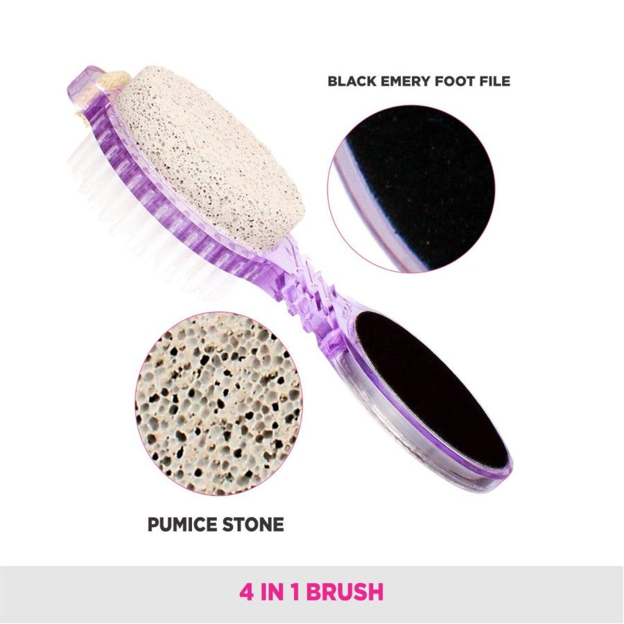 Sikat Penghalus Telapak Kaki 4in1 / Alat Komplit Perawat Tumit Pedicure Paddle Brush 4 Step / Calluses Remover Batu Gosok Sikat Amplas Pengangkat Kulit Mati / Cleanse Brush File Metal RASP Scrub Pumice Stone Buff Emery Pile