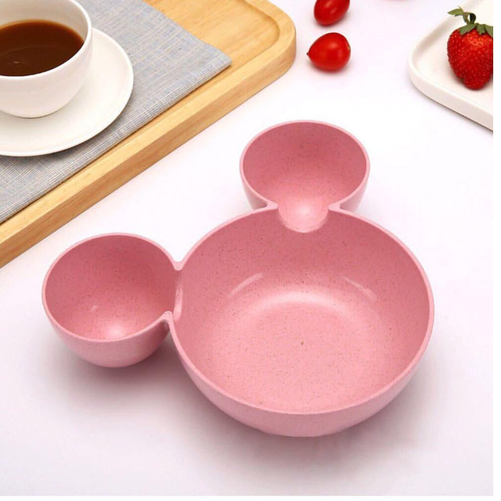 Mangkok Makan Anak Karakter Mickey Mouse Bahan Jerami Gandum Food Grade / Kids Soup Bowl BPA Free Tahan Panas / Piring Tempat Makan Bubur Mangkuk Sekat Alat Alas Wadah Lucu Warna Baby Bayi Balita Batita