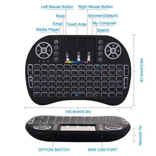 Mini Keyboard i8 Backlit Mouse Keypad Wireless Touchpad Nirkabel Tanpa Kabel Asus Acer Lenovo