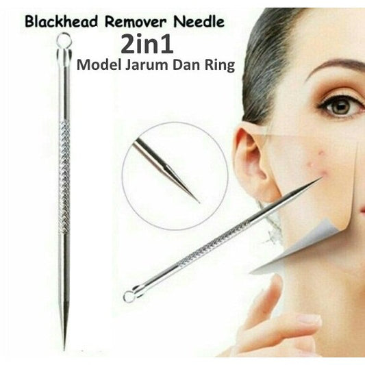 Pinset Komedo 2in1 Facial Blackhead Removal Alat Pencetan Penghilang Jerawat Pembersih Wajah Jarum