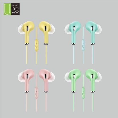 Headset Macaron U28 Earphone HIFI Stereo Sound Macaron U-28 Handsfree With Jack Microphone 3.5mm