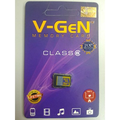 Memory Card VGEN 8GB Class 6 ORIGINAL V-GEN MMC 8 GB C6 MicroSD Lifetime Warranty Garansi external