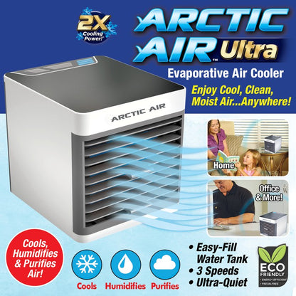 Arctic Air Cooler Fan Ultra AC Mini Portable USB 2X Cooling Power / Artic Air Pendingin Penyejuk Ruangan 7 LED