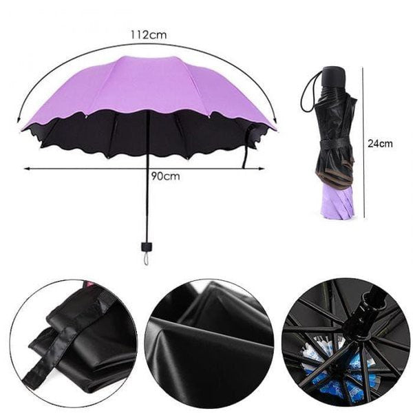 PAYUNG LIPAT 3D Magic Umbrella 3 Dimensi Ajaib Hujan Basah Ada Motif Timbul Free Pouch Lucu Unik