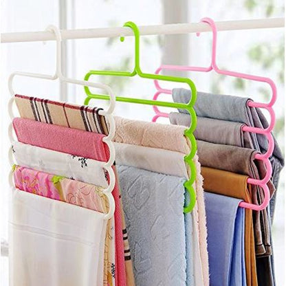 Gantungan Baju 5 Susun Magic Hanger Pakaian Celana Jilbab Handuk 5 Layer Lemari Plastik Hemat Tempat