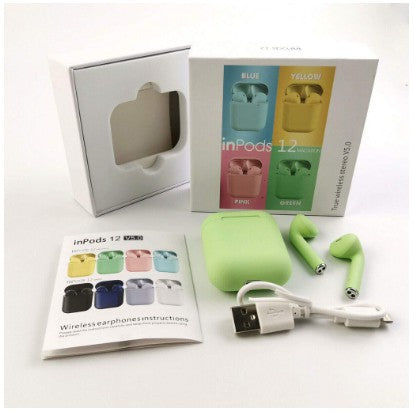 Headset Bluetooth Wireless TWS Inpods 12 Macaron Color TWS i12 Headset Wireless V5.0