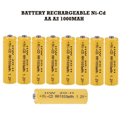 Baterai Rechargeable AA Ni-Cd Isi Ulang A2 1000Mah Battery Batre bisa Cas kembali mainan mouse lampu