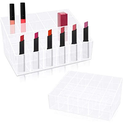 Rak 24 sekat / Display Rack Lipstik Alat Make Up Kutek 24 Slot Lubang / Tempat Penyimpanan Kosmetik Lipstick Mascara Brush Serbaguna Storage Box Organizer 24 Grid