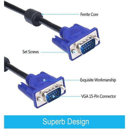 Kabel VGA Male to Male 1.5 Meter / 3 Meter / 5 Meter High Quality Tebal Digital 15pin For Komputer PC Laptop Monitor Proyektor TV Infocus Layar LCD