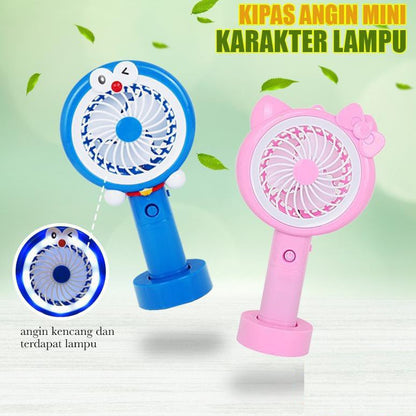 Kipas Angin Tangan Karakter + Lampu LED Handy Mini Fan Stand SX-109