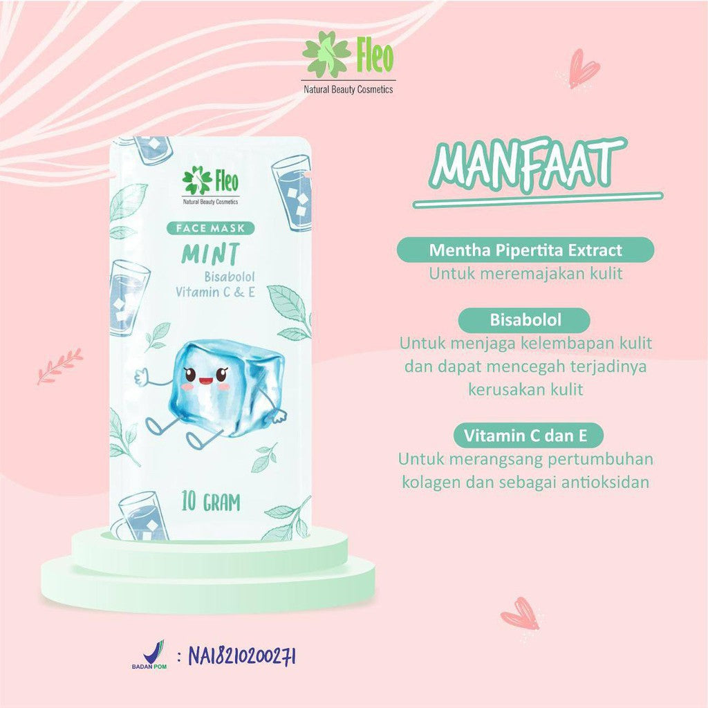 Masker Wajah Organik FLEO Face Mask 10Gr Bubuk Powder Original BPOM Vitamin C E Jerawat Kulit Kering