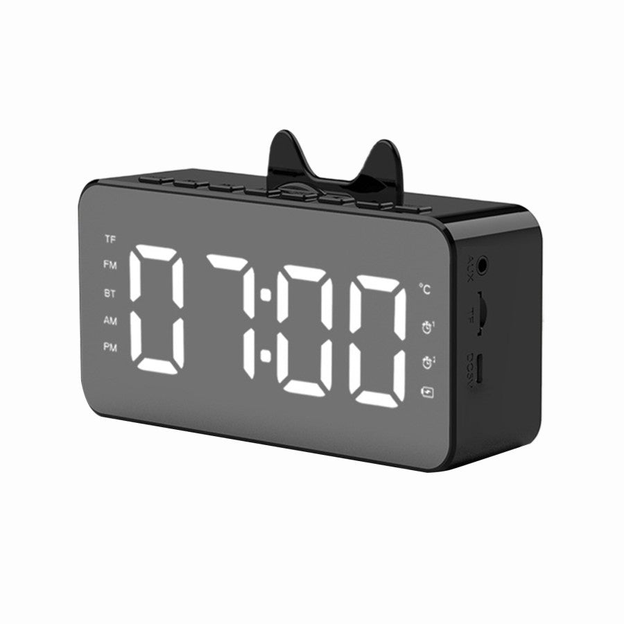 SPEAKER JAM Bluetooth Q5 Q9 LED Alarm Clock + Phone Stand Holder Digital Display Smart Portable Kaca