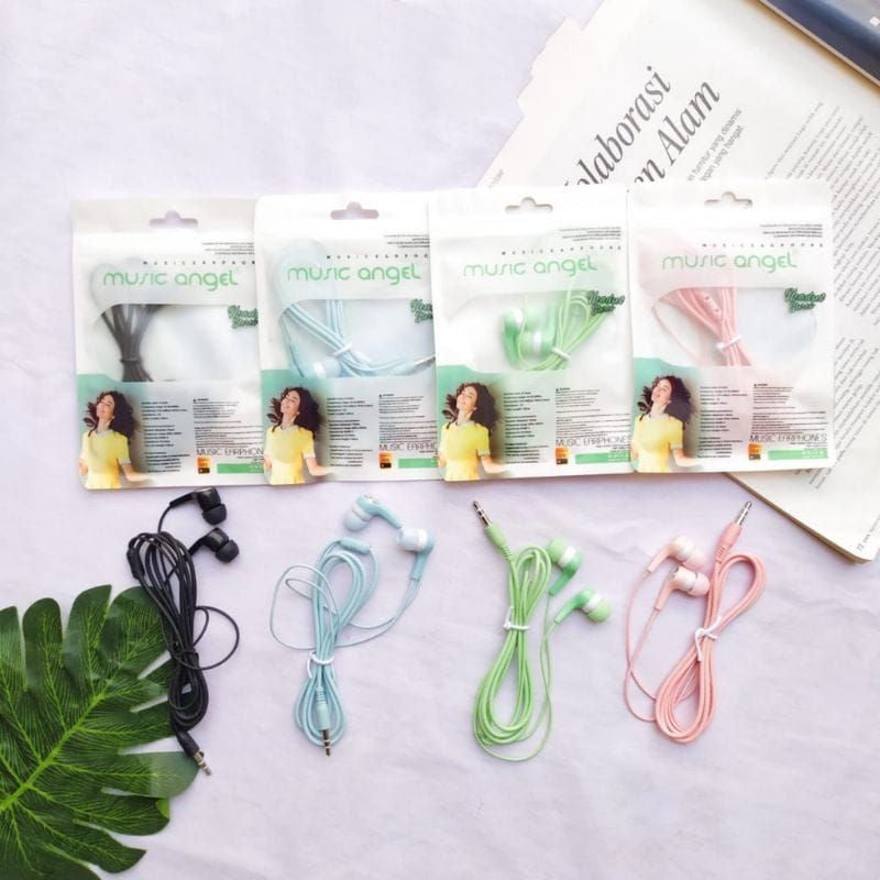 Headset Music Angel Macaron Earphone Handsfree Stereo Extra Bass earphone Termurah Berkualitas Murah