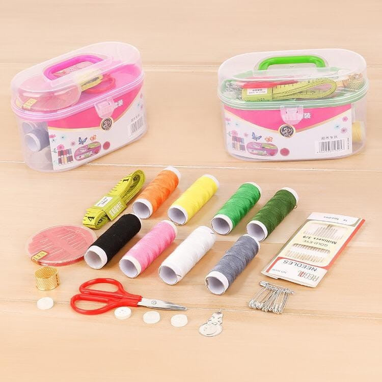 Sewing Set Kit Peralatan Jahit Kotak Box Alat Menjahit Benang Jarum Peniti Meteran Gunting Baju Kain