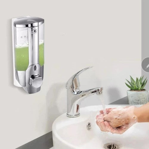 Dispenser Sabun Cair 1 Tabung 350ml Tempat Botol Isi Ulang Soap Single Lock Sanitizer Tempel Dinding Gantung