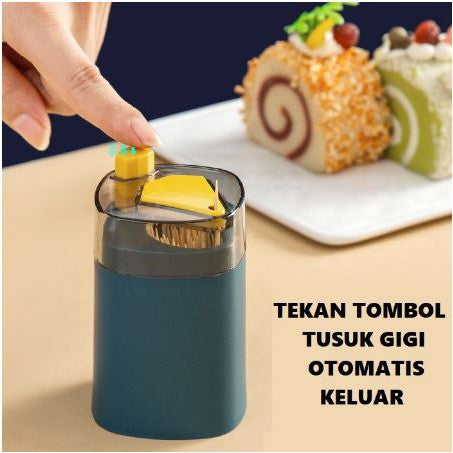 Tempat Tusuk Gigi Otomatis Toothpick Holder Automatic Wadah Peyimpanan Kotak Dispenser Pencet Tombol