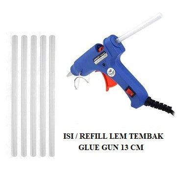 Isi / Refill Lem Tembak Glue Gun 13 Cm Kecil Bakar Stick Lilin Putih Transparan Bening 10w 20w 40w