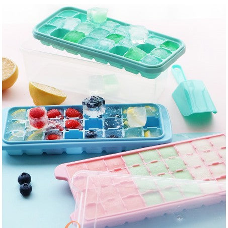 Cetakan Es Batu Cokelat Jelly Silicone 24 & 36 Sekat Ice Cube Tray Mold Dengan Penutup Food Grade Anti Pecah Alat Cetak Coklat Kotak Silikon