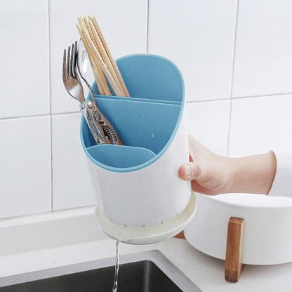 Tempat Sendok Garpu Sumpit Dengan Tirisan / Wadah Penyimpanan Peralatan Dapur Gunting Pisau Spatula Centong Sikat Gigi / Wadah Alat Makan Plastik Rak Tiris Cucian Holder Alat Makan Pengering CUTLERY DRAINER