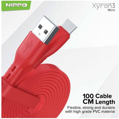 Kabel Micro USB HIPPO XYRON 3 100cm 3A Cable DATA Transfer Quick Charging 3.0 1 meter Android casan