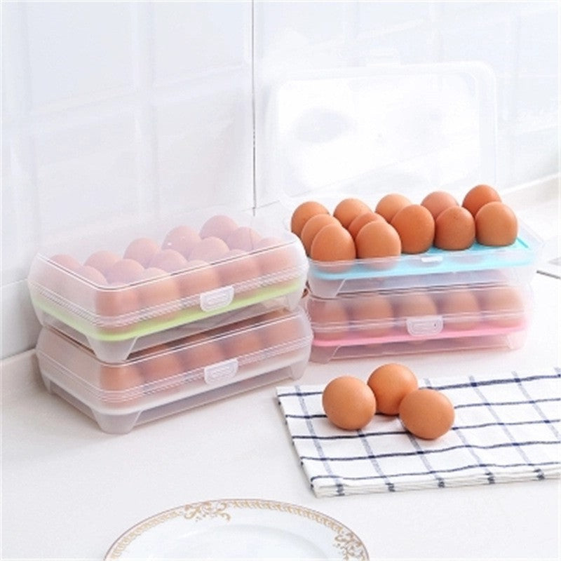 Kotak Tempat Penyimpanan Telur 15 Lubang Sekat / Egg Box Storage Organizer / Rak Wadah Telor 15 Butir Anti Pecah Serbaguna