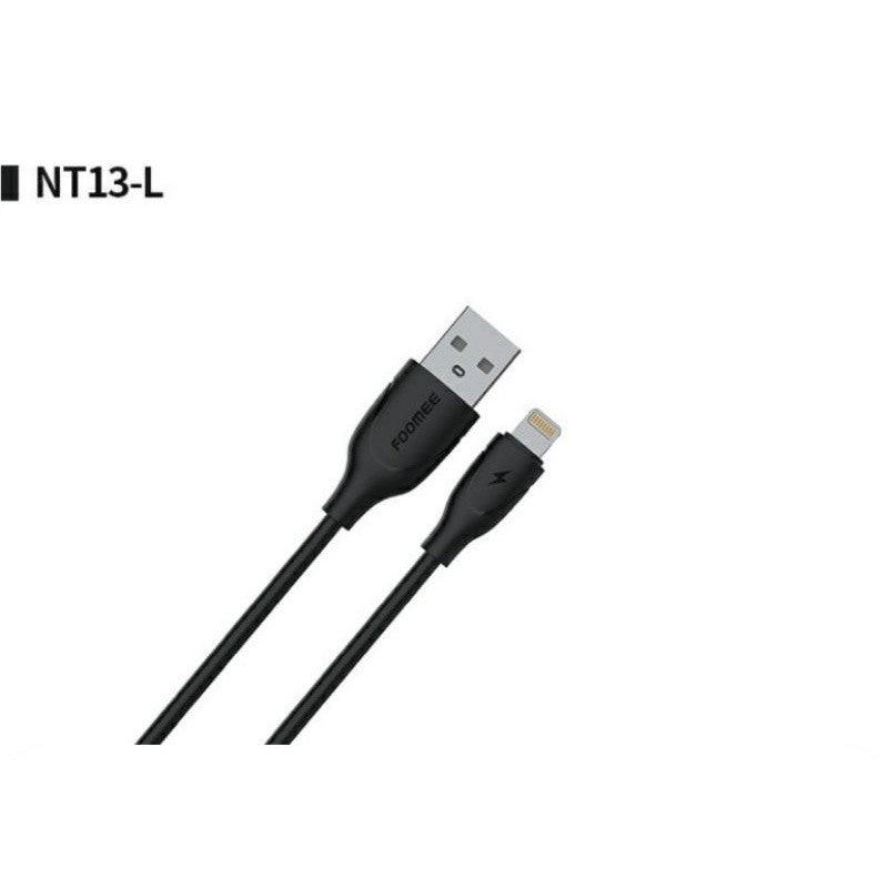 Kabel Data Lightning FOOMEE NT13-L 100Cm Cable Charger Casan Fast Charging 2.4A High Speed Bentuk Bulat 1 Meter