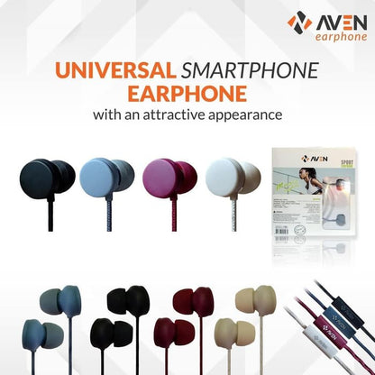 Headset AVEN N18 Sport Earphone Nylon Cable Premium Handfree Handsfree Olahraga Jogging Gym Running