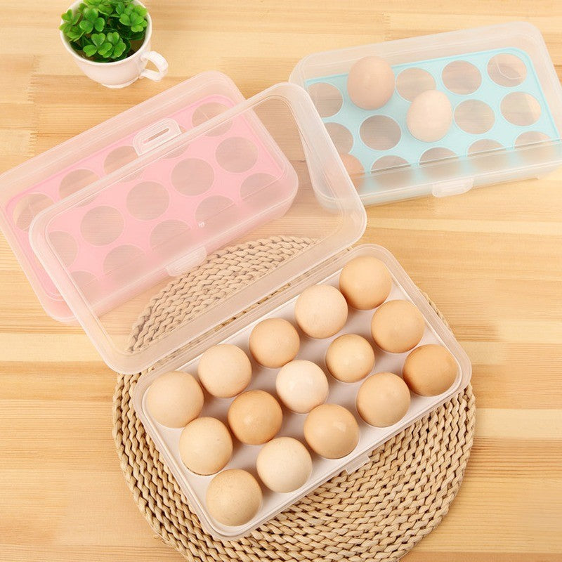 Kotak Tempat Penyimpanan Telur 15 Lubang Sekat / Egg Box Storage Organizer / Rak Wadah Telor 15 Butir Anti Pecah Serbaguna