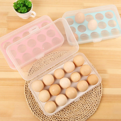 Kotak Tempat Penyimpanan Telur 15 Lubang Sekat / Egg Box Storage Organizer / Rak Wadah Telor 15 Butir Anti Pecah Serbaguna