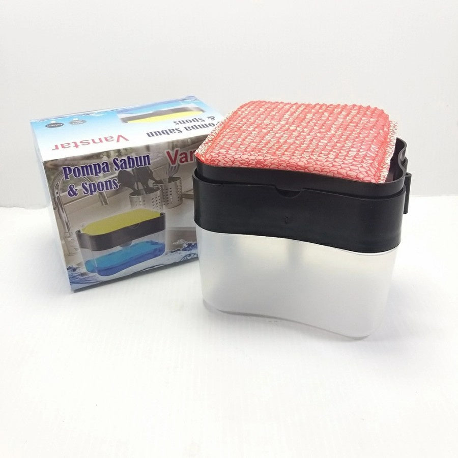 Dispenser Sabun Cair Cuci Piring Soap Pump Sponge Caddy / Tempat Wadah Sabun Cuci