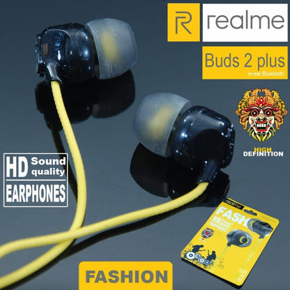 Headset Realme Buds 2 Plus In-ear Handsfree Earphone Stereo HD Sound Quality Earphones Suara Bening