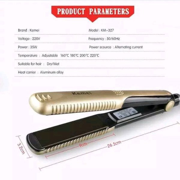 Catok Rambut Kemei KM-327 Profesional Hair Straightener Pelurus Rambut Alat Catokan Lurus Keriting