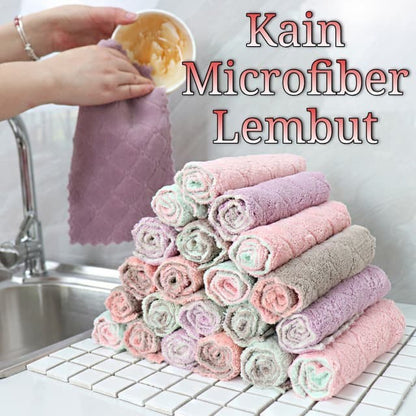 Kain Lap Dapur Meja Piring Anti Minyak Microfiber Kitchen Towel Serbaguna Serap Air Cleaning Cloth