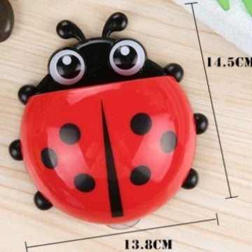 Tempat Sikat Gigi Odol Karakter Kumbang / Toothbrush Holder Motif Ladybug / Rak Wadah Tempel Dinding Kaca Kamar Mandi Silikon Sucker Serbaguna