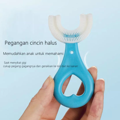 Sikat Gigi Anak Bentuk U Shape Bahan Silikon Usia 2-6 Tahun / Training Toothbrush Baby Silicone 360° / Sikat Gigi Bayi Balita Type Tooth Brush for Toddlers Bulu Halus Lembut