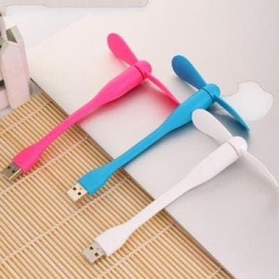 Kipas Angin USB Mini 2 Baling Flexibel / Portable Travel Fan Colok Powerbank Laptop CPU Kecil Warna