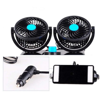 Kipas Angin Mobil V-303 / V-304 Car Cooling Double Headed Fan 360 Degree Rotatable / Kipas Pendingin Udara Mobil Aksesoris Interior Air Conditioner AC Mini Tempel Dashboard