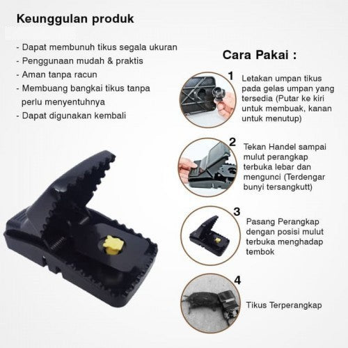 Perangkap Tikus Joni Cat Double Spring Jebakan Tikus Mouse Trap Jepit Umpan Pest Control Reuseable