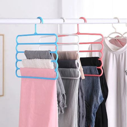 Gantungan Baju 5 Susun Magic Hanger Pakaian Celana Jilbab Handuk 5 Layer Lemari Plastik Hemat Tempat