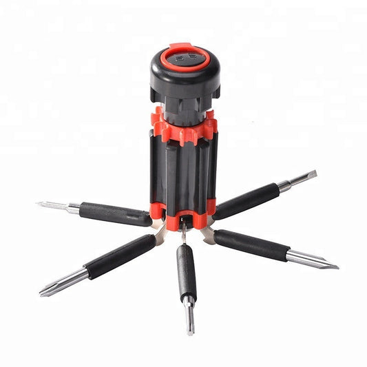 Obeng + Senter LED 6IN1 / Screwdriver Tools Set 6 In 1 dengan Lampu Terang / Alat Pembuka Skrup Serbaguna Obeng Lipat Sekrup Penerangan flashlight Multifungsi 6In1