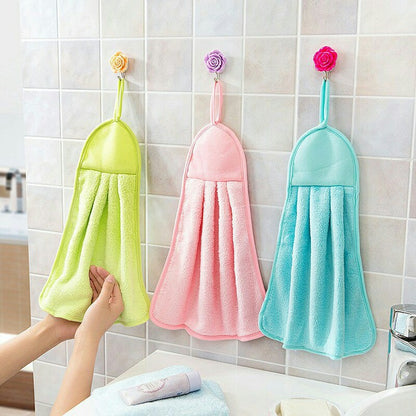 Kain Lap Tangan Polos Hand Towel Warna Handuk Gantung Wastafel Coral Fleece Bulu Karang Serap Air