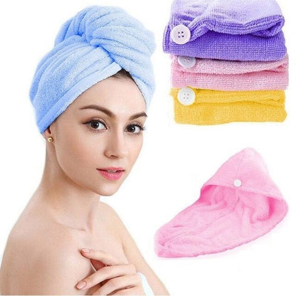 Handuk Keramas Pengering Rambut Microfiber / Hair Drying Towel Cap Handuk Kepala Keramas Turban Serat Micro Pembungkus Rambut Basah Cepat Kering Quick Dry Dryer