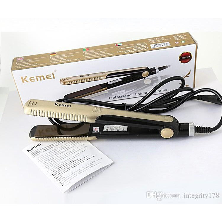 Catok Rambut Kemei KM-327 Profesional Hair Straightener Pelurus Rambut Alat Catokan Lurus Keriting