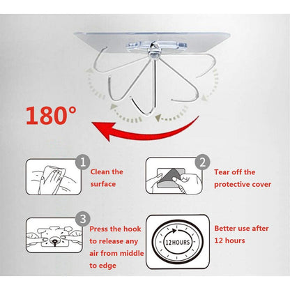 Gantungan HOOK Tempel Transparan Hanger Besi Cantelan Dinding Kait Dapur Kaca Kamar Mandi Tembok