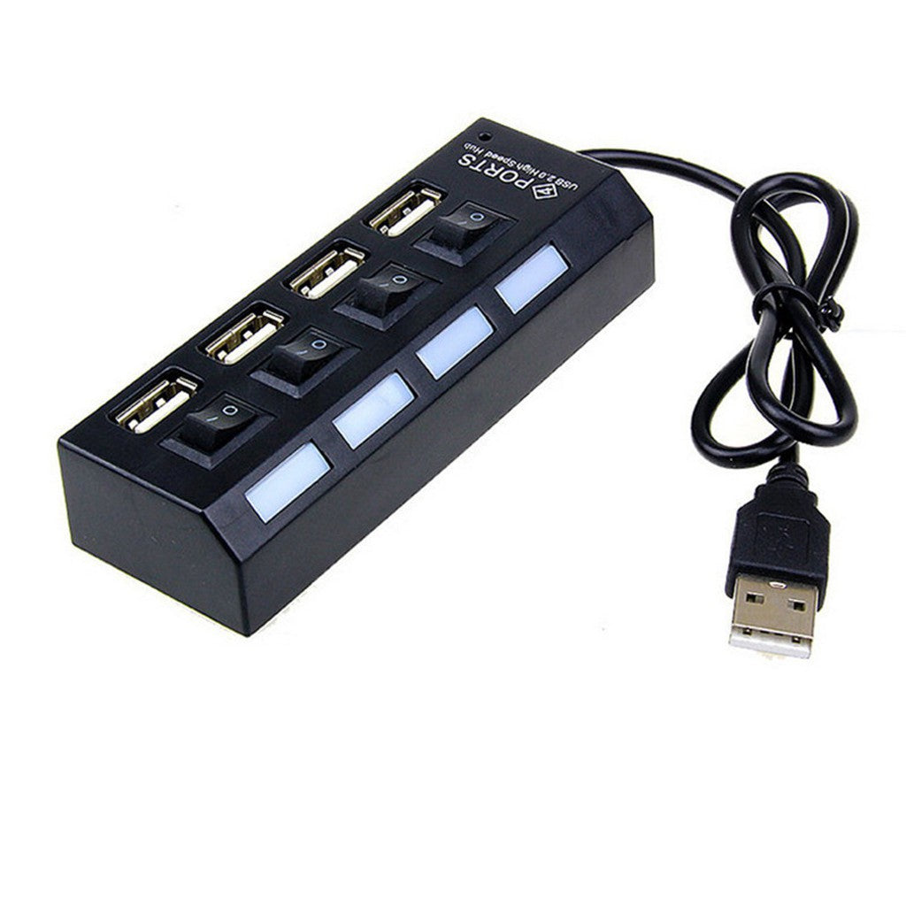 USB Hub 4 Port Output On / Off Saklar 4 IN 1 2.0 Colokan Konektor Extender Flashdisk Mouse Keyboard