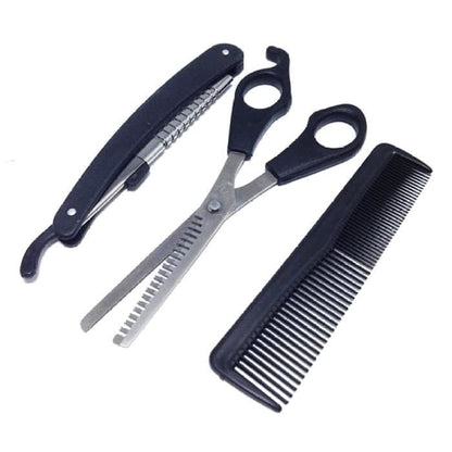 Gunting Set 3IN1 - Sasak Sisir Pisau Cukur Rambut Alat Potong Poni Gerigi Cukur Zigzag Salon Japan