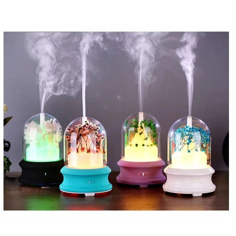 Diffuser + Lampu Tidur Air Humidifier Aromatherapy Bunga Aroma Alat Uap Pengharum Pelembab Ruangan