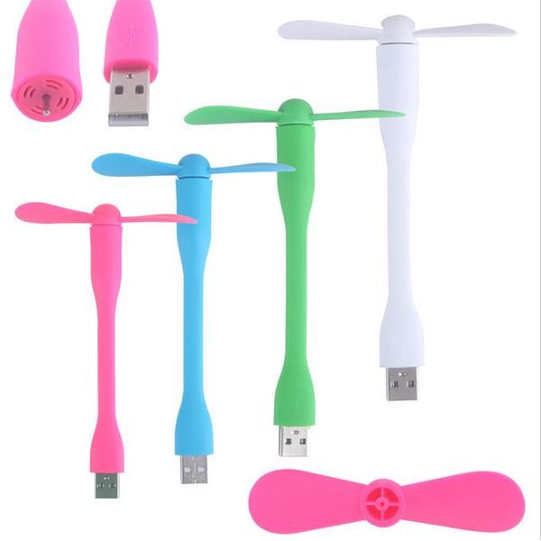 Kipas Angin USB Mini 2 Baling Flexibel / Portable Travel Fan Colok Powerbank Laptop CPU Kecil Warna